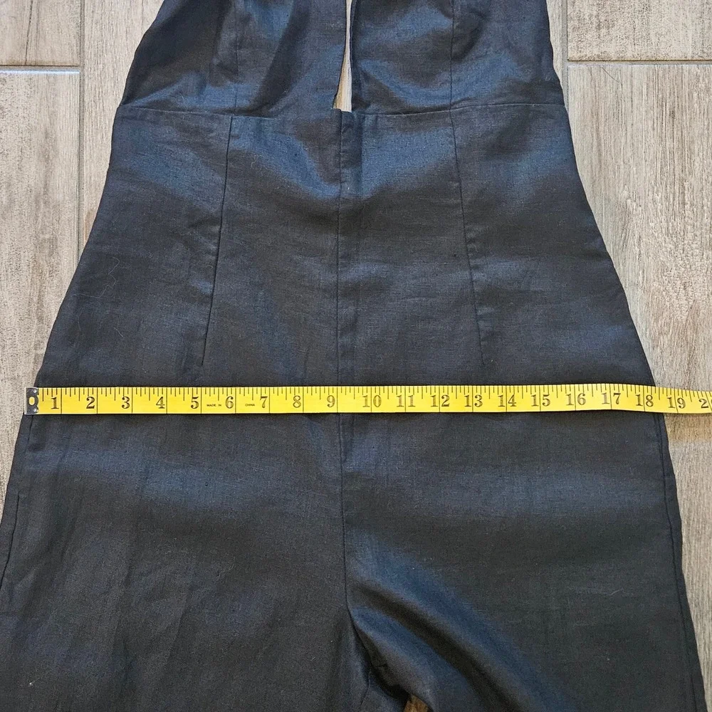Wilfred Jumpsuit Size 4 Black Linen Halter Wide Leg Open Back Summer Chic